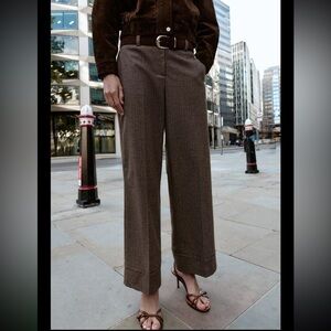 Herringbone Belted Pants